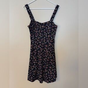 nine britton Navy Floral Square-Neck Mini Dress size large